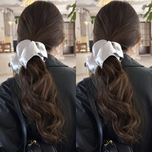 TEMU 2개 광택 패브릭 은색 사각 스카프 포니테일 홀더 로우 포니테일 헤어 타이 빈티지 사각 헤어밴드 헤어 로프