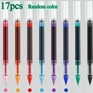 TEMU 17개 액체 잉크 롤러볼 펜, 0.5mm 니들 팁, 속건성 잉크, 롤러볼펜, 랜덤 색상