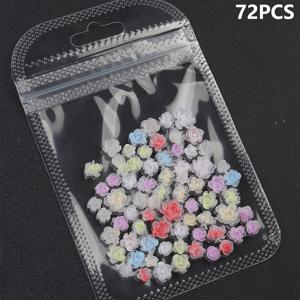 TEMU 72개 3D 다중 꽃잎 네일 장식, 컬러 소프트 카빙 장미 네일 장식, 반투명 3D 꽃 네일 장식, 멀티컬러 레진 장미 네일 장식, 아크릴 네일에 적합, 매니큐어 및 살롱 사용에 이상적