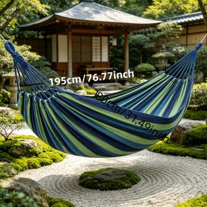 TEMU 나무 스트랩 포함 한 인용 야외용 정원 해먹, 전도 방지 디자인, 곡선형 현수 로프, 내구성, 450lbs 하중 용량, 휴대용 여행 가방, 야외용, 공원, 파티오, 뒷마당, 캠핑 휴식에 이상적