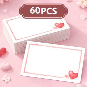 TEMU 심플한 하트 모양 빈 카드 60장, 포켓 카드, 결혼식, 생일, 기념일, 휴일, 선물 태그, 메모 카드, 메시지 카드, 지갑 카드, 명함, 화이트 인사말 카드, 선생님 선물용