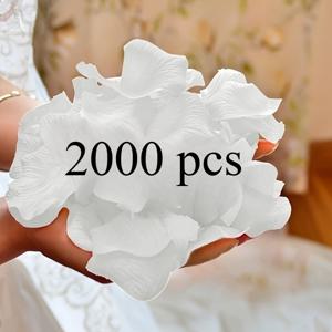 TEMU 인조 화이트 장미 꽃잎 2000개, 결혼식 통로 장식용, 사실적인 조화 꽃잎, 웨딩 배경, 밸런타인데이, 프로포즈, 포토 부스용 - 통로, 프로포즈 장식용, 장식용