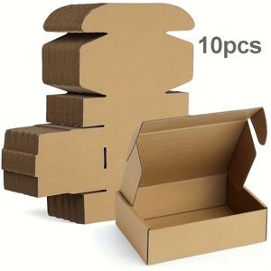 10개 정사각형 종이 상자, 대형 크라프트 종이 접이식 포장 박스, 18*10*3cm, 뚜껑 포함, 3중 강화 구조, 무취, 소규모 비즈니스 포장, 공예 선물, 휴일 배송 용품에 적합