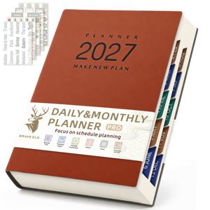 TEMU 2027 데일리 플래너 바인더, 400페이지 - 습관 추적, 월간 및 일간 시간 계획 노트, 시간 관리 및 자아 규율 계획, 생산성 계획 노트 포함