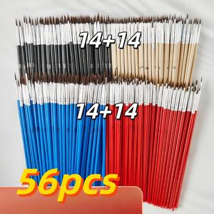TEMU 56개입 초극세사 플라스틱 나일론 후크 펜, 플라스틱 트레이싱 펜, 네일 아트펜, 나일론 펜, 수채화 유화, 초극세사 브러쉬, 전문가용 예술 트레이싱펜