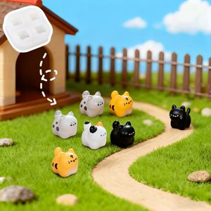 TEMU 4구 미니 고양이 실리콘 몰드, 귀여운 아기 고양이 레진 몰드 (에폭시 레진 캐스팅용), 미니 동물 피규어 몰드 (여우 정원, 인형의 집 장식, 공예, 조경 장식품 제작용)