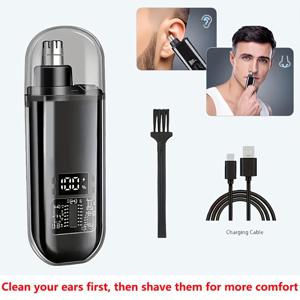 TEMU FEIYBA 남성용 전기 코털 및 귀털 트리머 - 고속 충전 USB 디자인, 리튬 배터리 휴대용 여행용 에디션, 가정 및 헬스장 겸용 (블랙/오렌지), 디지털 디스플레이 화면, ABS 플라스틱 바디, 코털 및 귀털 정리, 크리스마스 선물