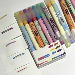2-In-1 듀얼 컬러 하이라이터 펜 세트, 6개 묶음 양방향 형광 마커, 학교, 사무실, 손글씨용 귀여운 문구류