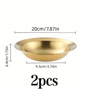 TEMU 2개 스테인리스 스틸 한국 샐러드 볼, 다용도 샐러드 볼 플레이트, 간편 파스타 볼 플레이트, 다용도 과일 플레이트 디너 플레이트, 스트로우햇 볼 골드