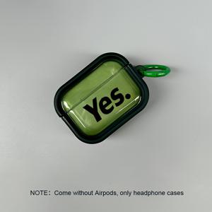 TEMU 개인 맞춤 텍스트 레터 'Yes' 디자인, 간편한 유럽 및 미국 스타일, 에어팟 프로3 헤드폰 케이스에 적합, 반투명 사진 프레임 소프트 보호 케이스, 에어팟 4/1/2/3/Pro/Pro2에 적합, 원형 버클 포함