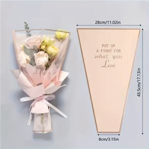 45개 부케 가방, 장미 꽃 슬리브 플라스틱 포장 가방, 금색 가장자리 다지기 가방 포함, 기념일 결혼식 생일 선물/발렌타인데이 어버이날 꽃 가게 사용