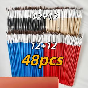TEMU 48개입 초극세사 플라스틱 나일론 후크 펜, 플라스틱 트레이싱 펜, 네일 아트펜, 나일론 펜, 수채화 유화, 초극세사 브러쉬, 전문가용 예술 트레이싱펜