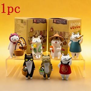 랜덤 크리에이티브 고양이 피규어 | 파storial 스타일 PVC 고양이 조각상 | 귀여운 탁상용 장식품 | 거실, 침실, 책상용 장식품 | 훌륭한 선물 선택