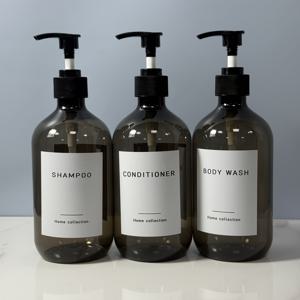 TEMU 3개 세트 500ml 욕실용 디스펜서 병, 재사용 가능, 반투명 블랙 플라스틱 펌프병과 블랙 펌프병. 바디워시, 샴푸, 컨디셔너에 적합. 전기 필요 없음. 사용이 간편하고 장식성이 뛰어나며 할로윈, 추수감사절, 크리스마스에 이상적인 선물