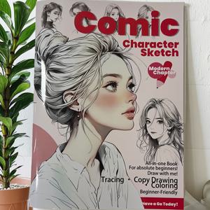TEMU 1/2개 패션 애니메이션 캐릭터 라인 드로잉 북 40페이지 스케치북, 선명한 윤곽 템플릿 포함, 고대 스타일 및 모던 걸 스타일, 초보자 레벨 드로잉 북, 단계별 가이드, 초보 및 만화 제작자에게 적합