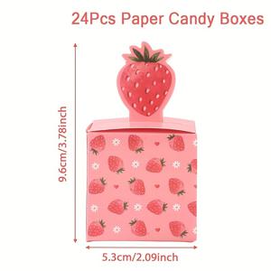 TEMU 24개 딸기 3D 캔디 박스 - 결혼식, 생일 및 청소년 샤워를 위한 달콤한 과일 테마 파티 선물 - 장식 및 용품을 위한 휴대용 종이 선물 상자