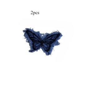 빈티지 데님 나비 자수 패치 2개 세트 - 프린지 디테일, 청바지, 모자, 셔츠, 가방에 완벽