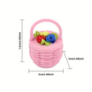 TEMU 1개 아름다운 꽃바구니 보석함 - 반지, 귀걸이 및 소품 보관용, 두 가지 색상, 발렌타인데이 선물 포장 보관함, 보석함