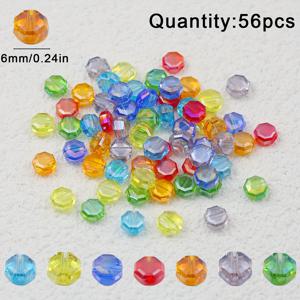 56개 6mm 혼합 색상 유리 평면 오각형 비즈 - 보석 만들기용 반짝이는 면처리 스페이서 비즈, 팔찌, 목걸이, 귀걸이, DIY 공예 및 액세서리 디자인용 비즈, 주얼리 제작 재료