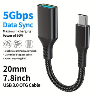 TEMU USB 3.0 Type-C 고속 OTG 어댑터 (5Gbps 전송 속도), 휴대폰 및 컴퓨터 모두 호환, USB 드라이브, 마우스, 키보드, 카드 리더기 지원