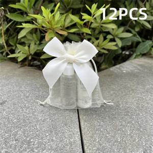12개 세트 우아한 시폰 선물 가방 (리본 & 보우 포함), 주얼리 제작 및 포장용, 끈 조절 가능한 주얼리 파우치, 파티 선물, 휴일 비누 & 화장품 보관, 할로윈, 추수감사절, 크리스마스 선물 포장에 이상적