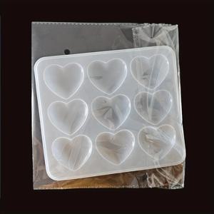 TEMU 9구 하트 실리콘 레진 몰드, DIY 주얼리, 펜던트, 수공예에 적합