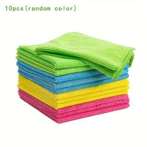 다용도 극세사 청소용 행주 10개, 수세미, 설거지 타월, 자동차 청소 타월, 낚시용 핸드 타월, 랜덤 색상, 재사용 가능한 청소용 행주 - 흡수성, 내구성, 속건성, 주방, 마당, 상업용 청소에 적합, 반복 세탁 가능, 크리스마스 선물