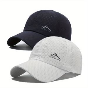 TEMU 2개 세트 경량 속건성 야구 모자, 봄/여름 프린트 통기성 천공 폴리에스터 낚시 모자, 남녀공용 아웃도어 스포츠 및 캐주얼 크리켓 모자