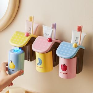 로즈소녀하우스 하우스 무타공 거꾸로 칫솔걸이 컵홀더 양치컵 칫솔꽂이세트 욕실정리대
