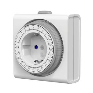 TEMU 유럽 표준 신형 소형 가정용 기계식 타이머, 16A 230V 3680W 가정용 미니 타이머 (수동 오버라이드 스위치 및 셔터 스위치 포함), 안전하고 신뢰할 수 있음, 최소 타이머 설정 15분, 최대 96일간의 사이클