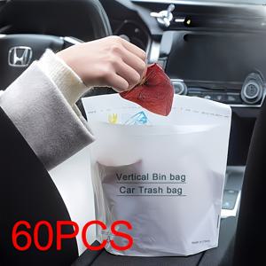 TEMU 60개입 팩 (5C/8C 두께) 자동차용 스탠드형 접착식 휴지통 봉투, 차량 쓰레기 처리용, 여행용 셀프 스티커 휴대용 쓰레기봉투, 자동차 내부 수납용, 일회용 자동차용