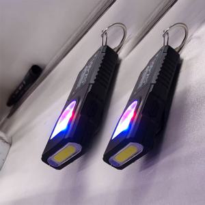 TEMU 미니 LED 손전등 2개, USB 충전식 레드 및 블루 스트로브 토치, 클립 디자인, 휴대용 핸즈프리 독서용 작업등, 유지보수, 작업, 독서, 캠핑, 낚시용, 5단계 밝기 조절 모드