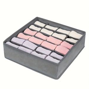 TEMU 24칸 수납 가방, 속옷 및 양말 정리함, 단일 세트 - 양말 및 속옷 칸막이, 패브릭 서랍 정리함, 캐비닛 및 옷장에 적합, 양말, 속옷 및 넥타이 보관에 이상적