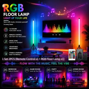 TEMU 1 세트 (리모컨 X1 및 RGB 플로어 램프 X1), 16가지 색상 RGB LED 플로어 램프, 스마트 스탠딩 앰비언트 라이트, 모던 장식 분위기 조명, 리모컨 제어, 침실, 거실, 게임 룸, 파티 장식, 할로윈 및 크리스마스 선물로 완벽