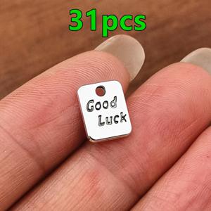 TEMU 31개 'GOOD LUCK' 레터 참, 여성 패션 펜던트 참, 핸드메이드 목걸이, 귀걸이, 팔찌, 발찌 추가, 스타일, 주얼리 제작 참 펜던트, 핸드메이드 선물 추가