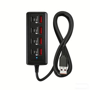 PD 고속 충전 기능 8포트 USB 허브 | 노트북/휴대폰/태블릿 동시 충전을 위한 스마트 전력 분배