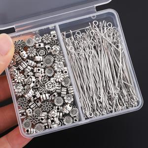 TEMU 120개 혼합 꽃 스페이서 비즈 9자형 바늘 키트 주얼리 추가품 5MM-7MM 꽃 모양 스페이서 비즈 펜던트 비즈 엔드 캡 비즈 합금 추가품 가방 참 주얼리 참 귀걸이 목걸이 팔찌 의류 추가품 수제 공예 선물