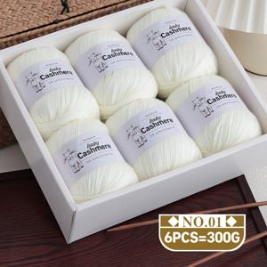 캐시미어 실크 혼방 실 6개입 300g 10.5oz 부드럽고 피부 친화적인 알러지 방지 사계절용 다용도 미디엄 파인 니팅 실 - 스웨터, 가디건, 조끼, 숄, 쿠션 커버 DIY 핸드 니팅용