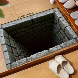 TEMU [벨벳 850g/m² + 2D 평면 + 두께 0.7cm] 재미있는 착시 패턴 도어매트 1개, 빈티지 웰컴 매트, 침실, 욕실, 주방, 다이닝룸 장식용, 집 꾸미기용 이상적인 선물, 욕실 매트 | 스타일 매트 | 내구성 있는 바닥 매트, 2D 평면