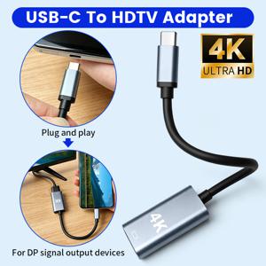TEMU Type-C to HDTV 어댑터, USB-C to HDTV 수-암 변환기, 4K@ 고화질 비디오 전송 어댑터, 모니터/TV용 휴대폰 화면 미러링 어댑터, 드라이버 불필요한 휴대용 플러그 앤 플레이, 스마트폰, 노트북, 태블릿과 같은 USB-C 장치와 호환. 귀하의 기기가 DP 비디오 신호 출력을 지원하는지 확인하세요!!