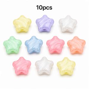 TEMU 10개 아크릴 물결 별 비즈, 야광 파스텔 색상, 공예, 팔찌 목걸이 귀걸이 제작, 키체인 폰 참 장식용 소프트 글로우 인 더 다크 루스 스페이서 비즈