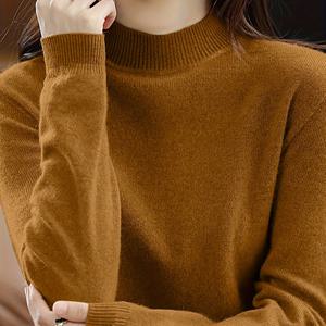 TEMU 새로운 여성용 하프 터틀넥 베이스 레이어 풀오버, 활용도 높은 가을/겨울 슬림핏 타이트 스웨터, 얇은 안감