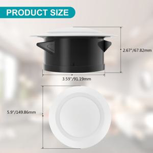 조절 가능한 라운드 에어 벤트 커버, 75/100/125/150/200mm ABS 플라스틱 천장 디퓨저, 거실, 옷장, 욕실, 주방용 회전 개방구 – 화이트, 쉬운 설치, 내구성 및 우아한 디자인