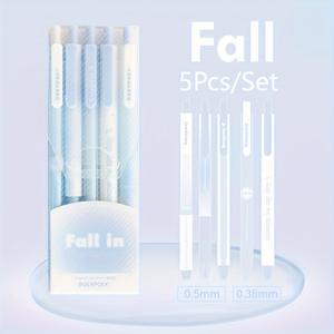 TEMU 젤펜 5개/세트 0.38mm 0.5mm 중성펜 한국 스타일 심플 귀여운 슈퍼큐트 창의적인 인스타 스타일 학생용 볼펜 사무용 문구류