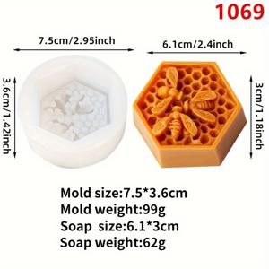 TEMU 3D 벌꿀벌 모양 캔들 몰드 실리콘 핸드크래프트 DIY 기하학적 육각 벌집 실리콘 몰드, 벌초 캔들 및 비누 제작용, 벌이 꿀벌집에 날아다니는 레진 왁스 용융 도구