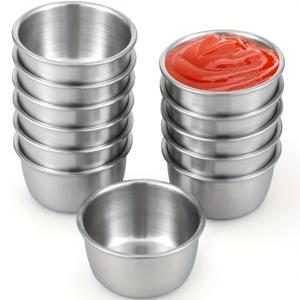 TEMU 12개 스테인리스 스틸 소스 댕기 볼, 1.52Oz 미니 조미료 컵, 재사용 가능한 조미료 접시, 가정 및 레스토랑 사용에 적합