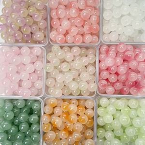 약 150개(0.8cm/0.315인치)의 이색 유리 비즈, 핸드메이드 DIY 창의적 비즈, 휴대폰 체인 액세서리용 분산 비즈, 랜덤 혼합 색상 세 가지 종류