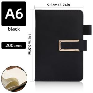 TEMU X 9.5cm 포켓 사이즈 미니 노트북, 매트 블랙 소프트 커버, 학문적 격자선 디자인. 여행자, 작가, 사무용품 및 선물 아이디어에 이상적인 휴대용 필기 저널