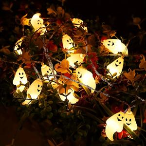 TEMU 1개 10/20LED 할로윈 유령 장식 스트링 라이트 - 스위치 제어 실내 장식, 플러그 불필요, 침실, 파티 및 유령의 집 테마, 할로윈 장식, 귀여운 디자인, 내구성 플라스틱, 배터리 작동 (배터리 미포함)