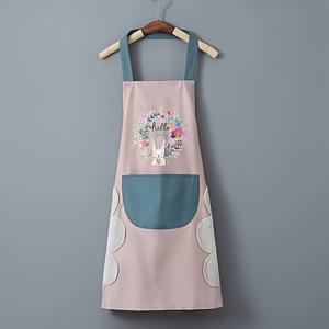 TEMU 다용도 귀여운 토끼 주방 앞치마 (손수건 포함) - 요리, 청소 및 야외 활동에 적합, 사랑스러운 만화 토끼와 꽃무늬 PVC 앞치마 (대형 포켓 포함) - 내구성이 좋고 세척이 용이한 여성 및 남성 작업복
